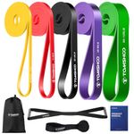 TOM SHOO 5 Packs Pull Up Assist Bands Set Resistance Loop Bands Powerlifting Exercise Stretch Bands with Door Anchor and Handles