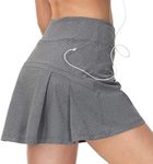 Zingther Women's High-Waist Tennis Skorts Also for Pickleball, Racquetball, Badminton, Running and Golf, Girls' Pleated Skirts with Inner Shorts and Tennis Ball Holder - Grey, M