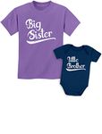 Sibling Shirts Set for Sisters and Brothers Girls & Boys Gift Set Girls Shirt Lavender/Baby Navy Kids Shirt 3T / Baby Newborn