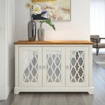 Galano Novara 3 Door Sideboard, Storage Cabinet and Organizers - Display Cupboard Console - Freestanding Cabinet for Living Room, Entryway, Hallway, Kitchen (Ivory/Oak)