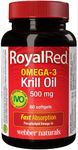 Webber Naturals RoyalRed Krill Oil 500 mg, 60 Softgels, Supports Cardiovascular Health and Brain Function, Antioxidant Support