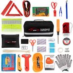 STDY 57-in-1 Car Emergency Roadside Kit, Winter Auto Vehicle Safety Emergency Road Side Assistance Kits with Jumper Cables, Tow Rope, Warning Triangle, Tire Pressure Gauge, etc