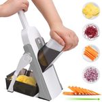 Almcmy Safe Mandoline Slicer, Multifunctional Vegetable Chopper Adjustable Food Slicer, Potato Slicer Fruit Chopper, French Fry Cutter, Veggie Dicer for Kitchen Meal Prep - Grey