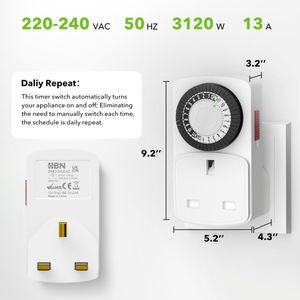 HBN 24-Hour Timer Plug Set – 3-Pack Mechanical Switch Sockets