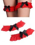 ohyeahlady Garters for Brides Sexy Floral Lace Garter with Ribbon Bow Stretch Leg Ring Wedding Gift in Red