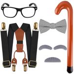 Matiniy 5Pack Grandpa Cosplay Accessories Set Including Glasses Suspender Mustaches for Kids Dress Up Supplies (Style8)