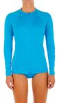 Hurley Womens Long Sleeve Zip Rashguard Rash Guard Shirt, High Tide, Small US