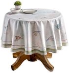 Maison d' Hermine 100% Cotton Table Cover - 69" Diameter Round Decorative Tablecloth - Tablecloths for Dining, Home, Farmhouse & Party - for Spring & Summer - Flying Birds Collection