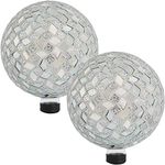 Sunnydaze 10-Inch Mirrored Diamond Mosaic Gazing Globe - Decorative Ball Garden or Patio Accent - Set of 2