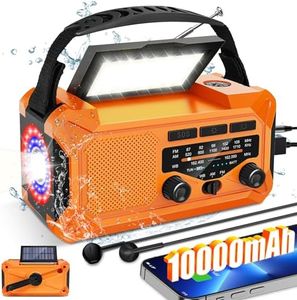 10000mAh Emergency Weather Radio Portable with Solar Charging, Hand Crank & Type-C Charge, SOS Alarm, AM/FM/NOAA & LED Flashlight Reading Lamp for Outdoor Camping Emergency Solar Radio