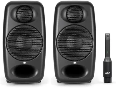 IK Multimedia Premium Version iLoud Micro Monitor Pro Black (Pair) 50 Watt Portable & Powerful Reference Studio Monitor, Class D High-Efficiency Amplifier, Custom-Made Drivers for Music Mixing