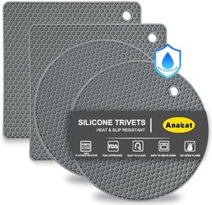 Anaeat 4 Pack Silicone Trivet Mats - Heat Resistant Thicken Pot Holders, Multipurpose Hot Pads Non-Slip for Kitchen Potholders, Hot Dishers, Jar Opener, Spoon Rest, Drying Mat - Dishwasher Safe (Gray)