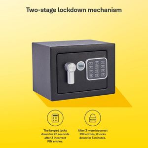 Yale Mini Electronic Safe – Black Security Box