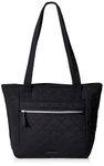 Vera Bradley Women's Performance Twill Small Vera Tote Bag Handbag, Classic Black, One Size