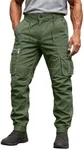 Febteebou Cargo Pants for Men Workout Joggers Stretch Sweatpants Hiking Drawstring Tactical Pants with Multi Pockets