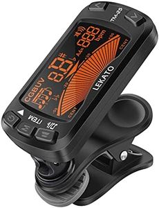 LEKATO Sintonizador 3 en 1 Metrónomo Clip en Guitarra Sintonizador Digital Metrónomo Bass Tuner Cromático Tuner Ukulele Tuner Todo en 1 Diseño para Guitarras, Bajo, Violín y Ukelele
