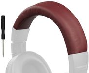 SOULWIT Protein Leather Headband Cover for Audio Technica ATH M40, M40X Headphones, Replacement Headstrap Pad Repair Part (Burgundy)