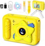 Kids Camera Waterproof - Underwater Camera for Kids, HD Digital Camera for Toddler with 1080P Video Recording, Ideal Christmas Birthday Gifts for Boys Girls Age 3-12 with 32GB Card (Lemon Yellow)