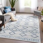 jinchan Area Rug 4x6 Blue Modern Rug Soft Rug Kitchen Indoor Mat Geometric Print Floor Cover Foldable Thin Carpet Non Slip for Bathroom Bedroom Dining Room Living Room Office Classroom