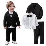 LOLANTA Baby Boys Tuxedo Suit Formal Party Set Wedding Outfit (Black, 2-3 Years)