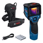 Bosch Professional Thermo Camera GTC 12V-450-13 (256x192 px Resolution, -20°C to +450 °C, Dual Power Source, AA1 Battery Adapter, 4X 1.5 V LR6 AA, Pouch, USB-C® Cable, Folding Box)