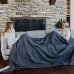 Big Blanket Premium Woven Blanket - 10’ x 10’ Extra Large Cozy Blanket - Soft Woven Throw Blanket for Couch, Bed & Cozy Fall Nights Bonfire - Navy Zig