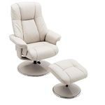 Morris Living The Denver Swivel Recliner Chair & Footstool - Genuine Leather - Mushroom