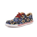 Twisted X Women's Kicks with ecoTweed Lining - Full-Grain Leather Fabric with Fashionable Textile Design - Slip-On Hooey Lopers Designed with ecoTweed Lining, Blue Multi Aztec, 8.5