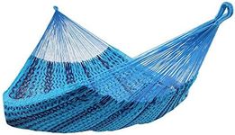 Sunnydaze Handwoven XXL Thick Cord Mayan Family Hammock for Outside - 625-Pound Capacity - Blue