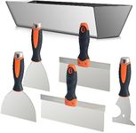 Socpuro Drywall Hand Tool Kit, 5Pcs Stainless Steel Putty Knife Scrapers Taping Knife with Mud Pan for Drywall Repairing, Paint Scraping and Wallpaper Removing