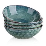 vancasso Starry Green Cereal Bowls, 750ml Stoneware Bowl Set, Reactive Glaze Cereal Bowl/Soup Bowl/Rice Bowl/Dessert Bowl/Breakfast Bowl/Ramen Bowl/Salad Bowl, Set of 4