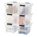 IRIS USA 18 L (19 US Qt.) Stackable Plastic Storage Bins with Lids and Latching Buckles, 6 Pack - Clear, Containers with Lids and Latches, Durable Nestable Closet, Garage, Totes, Tub Boxes Organizing