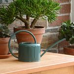 CKB LTD® Small 1.1L Indoor Watering Can - Dark Green Coloured Galvanised Powder Coated Steel - For Houseplants Contemporary Metal Design With Narrow Spout And High Handle (Green)