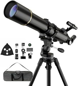 NACATIN Astronomy Telescope for Adults & Beginners, 90mm Aperture 800mm Focal Length Portable Professional Refractor Telescope- with Phone Adapter & Carry Bag for Moon, Planets & Stargazing (Black)