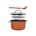 Ninja CW202CP Foodi NeverStick PossiblePot, Premium Set with 7-Quart Capacity Pot, Roasting Rack, Glass Lid & Integrated Spoon, Nonstick, Durable & Oven Safe to 500°F, Smoked Paprika