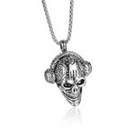 THE MEN THING SKULLBEAT - Alloy Pendant with Pure Stainless Steel 24inch Chain for Men, American trending Style - Round Box Chain