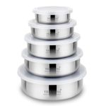 THALAIVAA 5 Pcs Stainless Steel Storage Container Set Kitchen Lid Bowl Set Steel Fridge Container Tiffin Box Serving Bowls|Stainless Steel Food Storage Container|Air Tight Food storage bowl Set