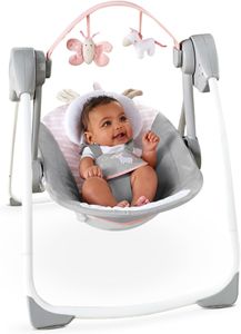 Ingenuity Comfort 2 Go Baby Swing – Portable, Pink