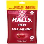 HALLS Cherry Flavour Cough Drops, 1 Resealable Bag (80 count)