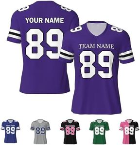 Generic Custom Football Jersey for Men Personalized Sports Uniform Purple White Shirt Costume Create Your Own Printed Team Name & Number, Large, Design9