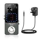 LEKATO Guitar Effect Looper with Power Supply Synchronous Recording Electric Loop Machine with Tuner Function,Unlimited Overdub Loop Pedal Effect with18 Mins Recording Time for Bass Electric Guitars