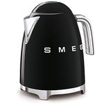 Smeg 50's Retro Style Kettle, 1.7L, 7 Cups, Automatic Shut Off, Black, KLF03BLUS