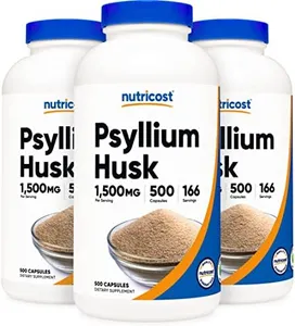 Nutricost Psyllium Husk 1500mg, 500 Capsules (3 Bottles)