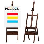 MEEDEN Studio H-Frame Easel with Art Supply Storage Drawer - Adjustable (60"~75") Solid Beech Wood Easel Stand for Artists, Students and Adults, Holds Canvas Art up to 35" - Walnut