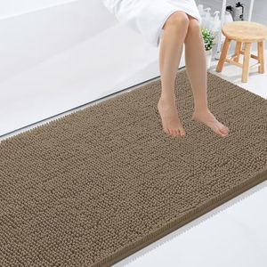 Smiry Luxury Chenille Bathroom Rugs 108X72, Extra Soft and Absorbent Shaggy Bath Mat, Machine Washable, Non-Slip Plush Carpet Runner for Tub, Shower, and Floor, Home Decor Accessories, Camel