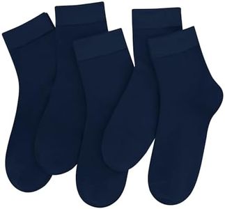 SERISIMPLE Women Thin Viscose Bamboo Socks Crew Lightweight Above Ankle Casual Dress Sock For Ladies Bootie Trouser 5 Pairs (Medium, Navy blue)