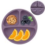 Nicety® Silicone Suction Divided Plates for Babies, Kids, Toddlers - Microwave & Dishwasher Safe Baby Feeding Plates Baby Tableware Dinner Plate for Eating (Matt Grey)