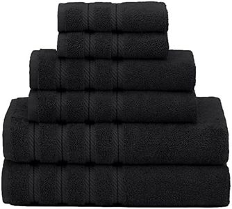 American Soft Linen 6-Piece 100% Organic Turkish Cotton Premium & Luxury Towel Set for Bathroom & Kitchen, 2 Bath Towels, 2 Hand Towels & 2 Washcloths [Worth $72.95] - Black