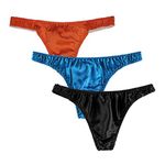 MOONSIYU Men's 3Pairs 100% Silk Briefs G Strings Thongs Panties Soft Pouch Smooth Healthy Basic Bikini Breathable Underwear (M, B)