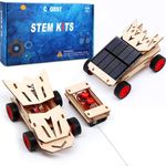 Solar STEM Building Project Science Experiment Kits - Electric Motor Toys for Kids,Remote Control Car Wooden Model,2 in 1 Set